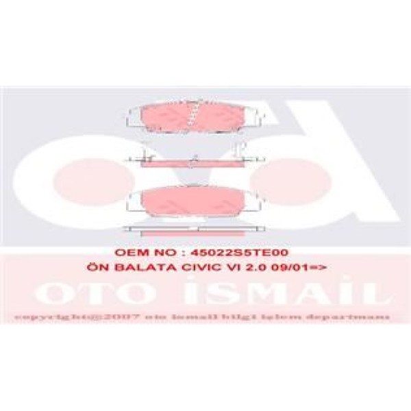 TRW GDB3250 Fren Balatası Ön Civic 01- Civic 05- S2000 99- 