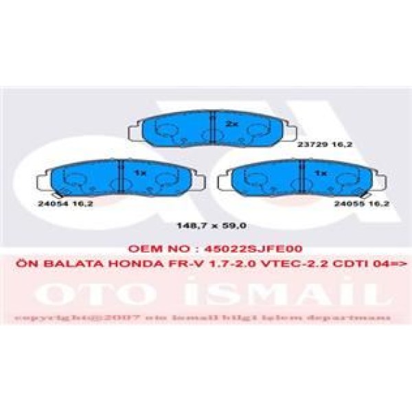 TRW GDB3268 Fren Balatası Ön Civic 07-11 Sedan Frv 05- Stream 00-