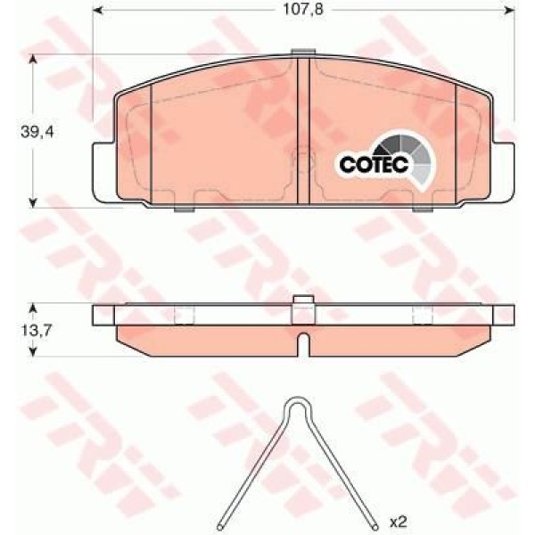 TRW GDB3311 Fren Balatası Arka Mazda 6 03-10 323 F 98- 626 97-02 Rx7 89- Premacy 9- 