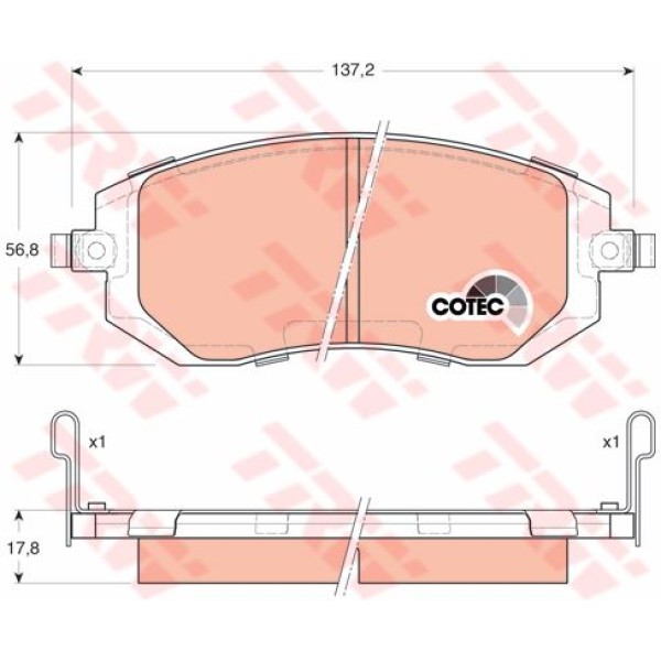 TRW GDB3328 Fren Balatası Ön Forester 02- Impreza 00- Legacy 0-08 Outback 
