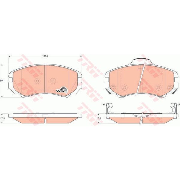TRW GDB3352 Fren Balatası Ön Coupe 02- Sonata 04- Elantra 00- Tucson 04- / Magentıs Soul 09- Sportag 