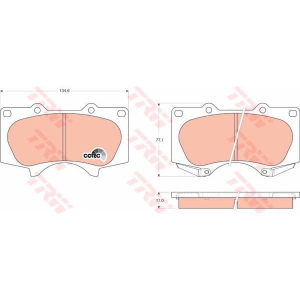 TRW GDB3364 Fren Balatası Ön LandCruiser 98- Hı-Lux 09-12 / Pajero 07-12