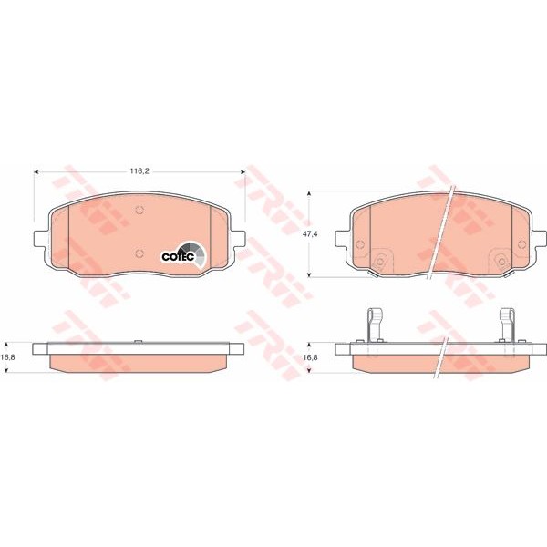TRW GDB3369 Fren Balatası Ön İ10 08- / Picanto 04-