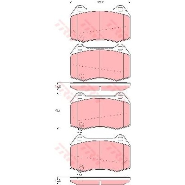 TRW GDB3381 Fren Balatası Ön 350Z 03- 120 Mm-73,7 Mm-15,2 Mm