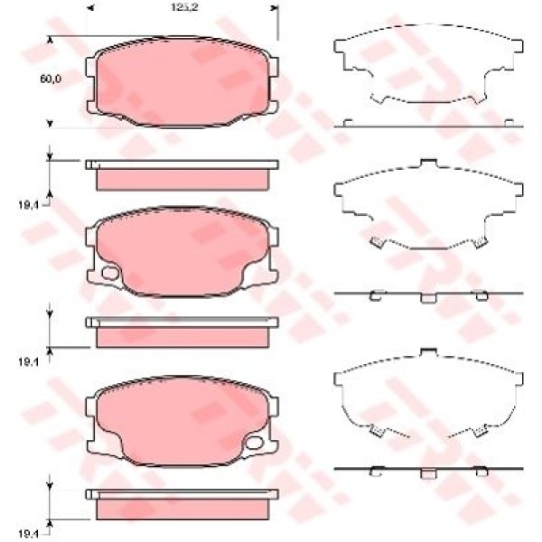 TRW GDB3388 Fren Balatası Ön Canter Fuso 97-07 125,2 Mm-60 Mm-19,4 Mm