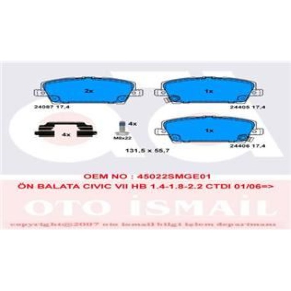 TRW GDB3407 Fren Balatası Ön Civic 05- 