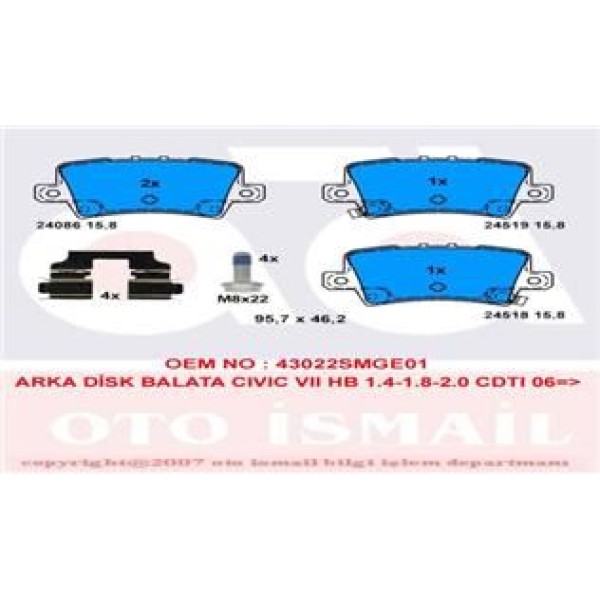 TRW GDB3408 Fren Balatası Arka Civic Ix 12- Civic 08-