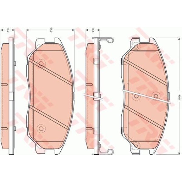 TRW GDB3412 Fren Balatası Ön Santafe 01- Starex 03-08 / Actyon 05- Kyron 05- 