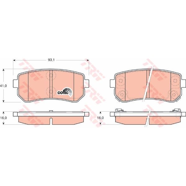 TRW GDB3421 Fren Balatası Arka Accent Era 07-11 İ30 07- İx35 09- / Ceed 07- Picanto 11- Rio II 05- S