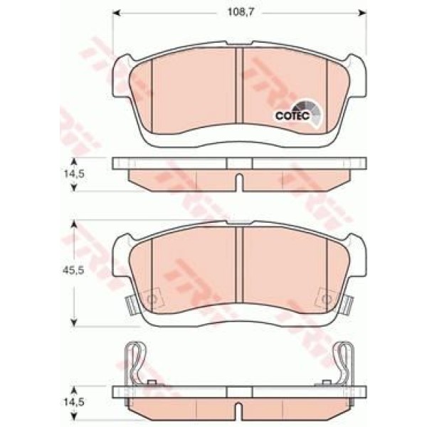 TRW GDB3430 Fren Balatası Ön Charade 03- 1.0 Cuore 03- Sırıon 05- Trevıs 06-