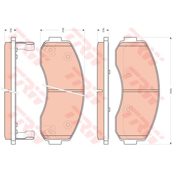 TRW GDB3434 Fren Balatası Ön K2700 99- Bongo 00-11 K2500 03- K2900 08- 