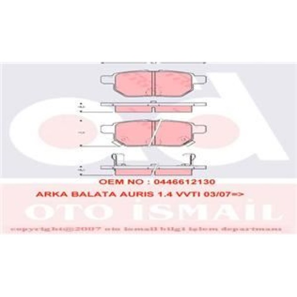 TRW GDB3454 Fren Balatası Arka Corolla 07-12 Auris 07- Benzinli Iq 09- Urban Cruiser 09- Prıus 09- 