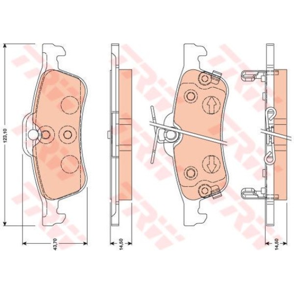 TRW GDB3458 Fren Balatası Arka Yaris 06-11 Fransa Montaj Üstten Yaylı