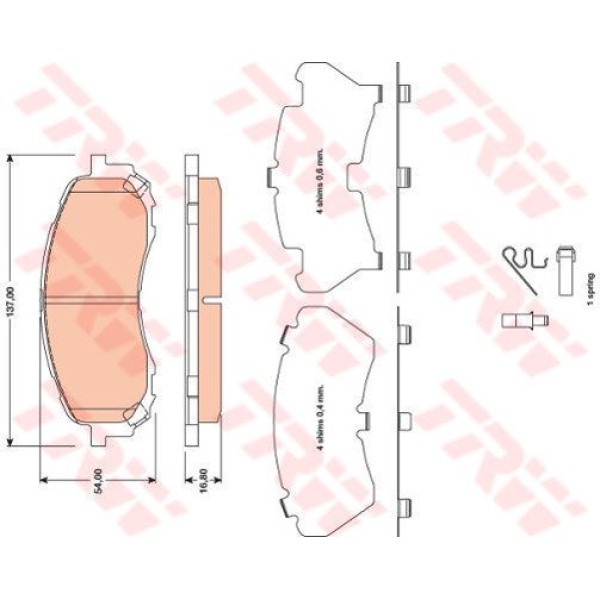 TRW GDB3469 Fren Balatası Ön Impreza 00-12 1.5 