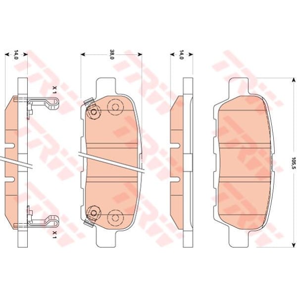 TRW GDB3507 Fren Balatası Arka Koleos 08- / Tııda 07- Qashqai 07-11 X-Traıl 01- Cube 10- Murano / Qx 