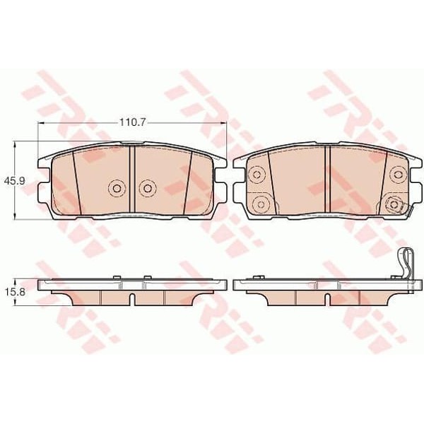 TRW GDB3566 Fren Balatası Arka Antara 06- Captiva 06- 110,7 Mm-45,9 Mm-15,8 Mm