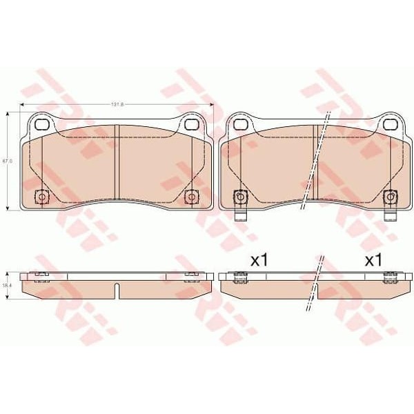 TRW GDB3573 Fren Balatası Arka Gt-R R35 09- 131,8 Mm-67 Mm-18,4 Mm