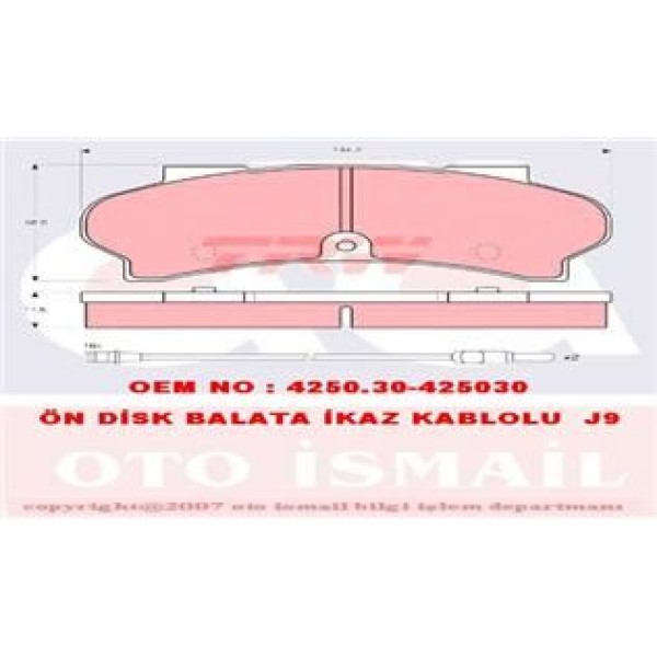 TRW GDB397 Fren Balatası Ön J9 18.00Mm