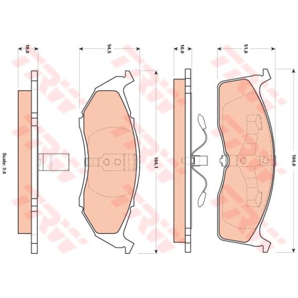 TRW GDB4091 Fren Balatası Ön 300 M 98-04 Voyager 95-01 / Caravan 00-07