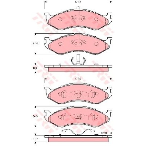 TRW GDB4104 Fren Balatası Ön Carnival 99-01 / Cherokee 84-01 Wrangler 91-08 