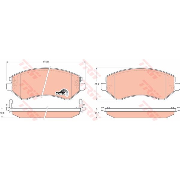 TRW GDB4126 Fren Balatası Ön Cherokee 01-08 / Voyager 00-08