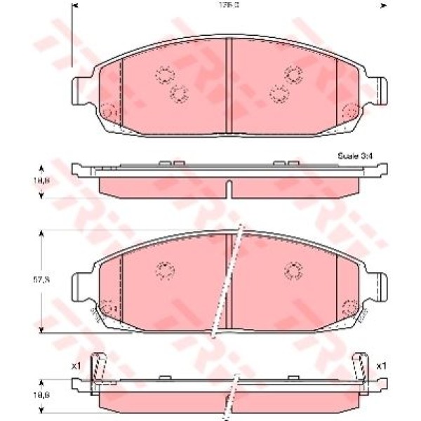 TRW GDB4136 Fren Balatası Ön Commander 05-10 Grand Cherokee 04-10