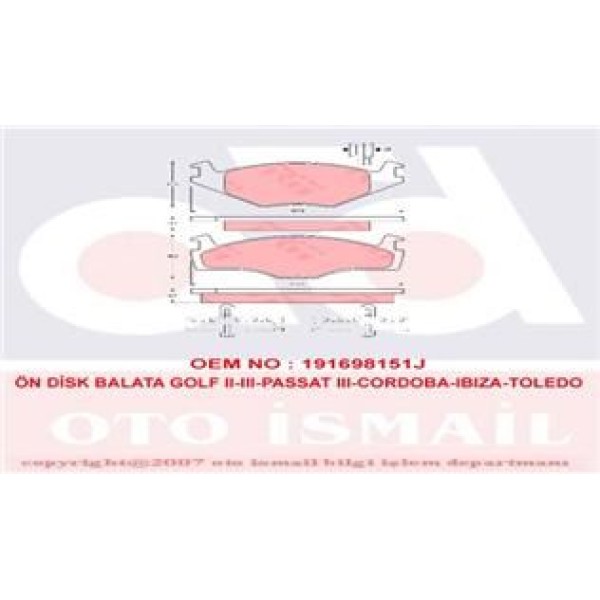 TRW GDB454 Fren Balatası Ön Golf I Golf II 83- Golf III 91- Jetta II 84-91 Passat 80- Santana 81- Ve 