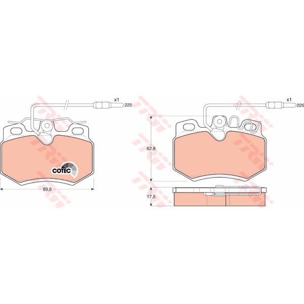 TRW GDB808 Fren Balatası Ön 205 1.4 1.6 Gtı 1.7 83-94 P309 1.4 1.6 1.8 1.9D 89-93 Fişli 