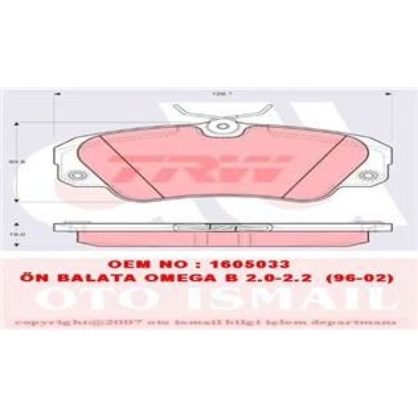 TRW GDB957 Fren Balatası Ön Omega 86- Omega B 94- Senator 87-