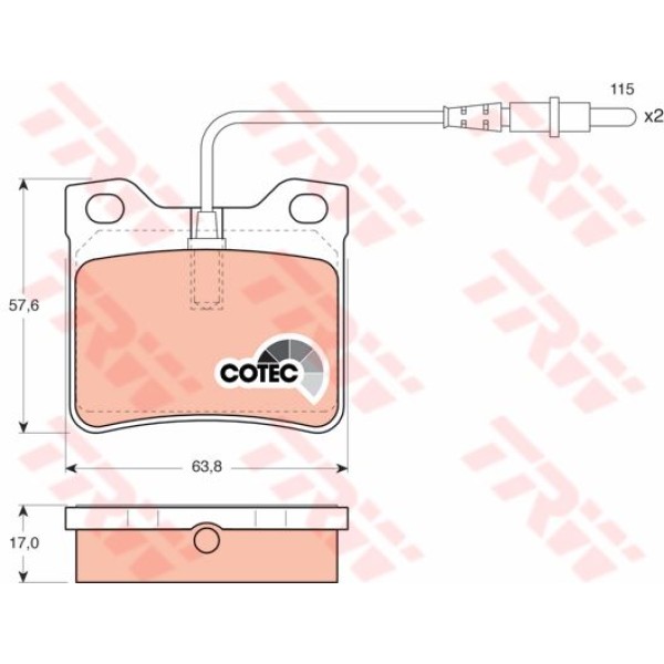 TRW GDB985 Fren Balatası Arka Fişli 605 89- / V-Class 96- Vito 96-