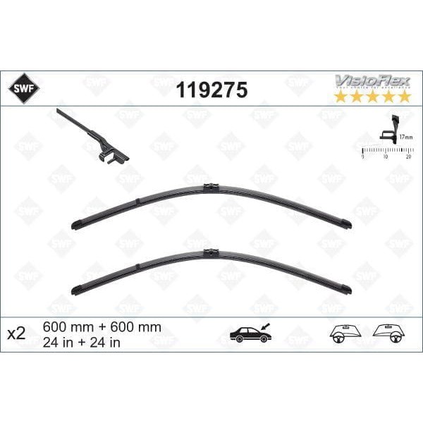 VALEO 119275 Silecek Takımı 60 - 60Cm X2 Flatblade Muz Tipi Mercedes W204 C Class 07- S204 07- 