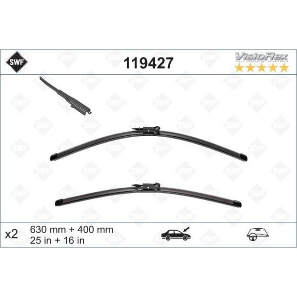 VALEO 119283 Silecek Takımı 60 - 40Cm X2 Flatblade Muz Tipi Bmw 3 Seri E92 Coupecabrıolet 09 09- 