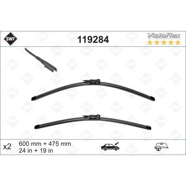 VALEO 119284 Silecek Takımı 60 - 47.5×2 Flatblade Muz Tip Bmw 3-Serisi E90 4 Doors 09 09- E91 Tourın 