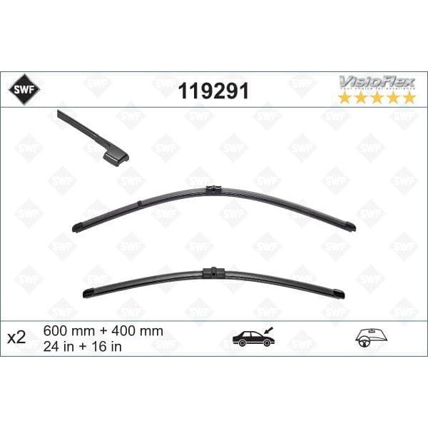 VALEO 119291 Silecek Takımı 60 - 45×2 Flatblade Muz Tipi Bmw 3 Serisi E92 06- 