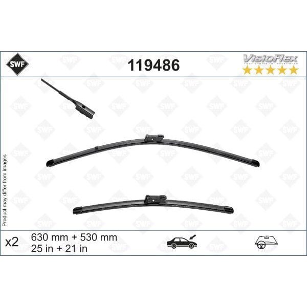 VALEO 119486 Swf Visioflex Flat Blade X2 630 530 Mm Skoda Kodıaq 03.2017 Swf Muz Tipi Silecek Binek 