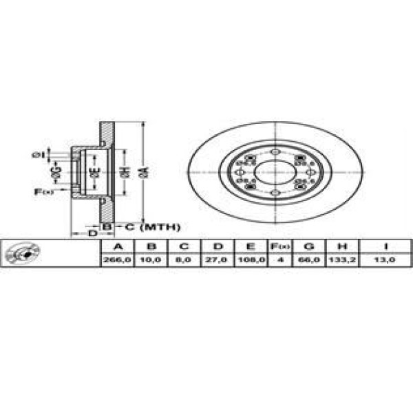 VALEO 186134 Fren Diski Ön 305 77-88 405 87-96 / Bx 82- Düz 266Mm 