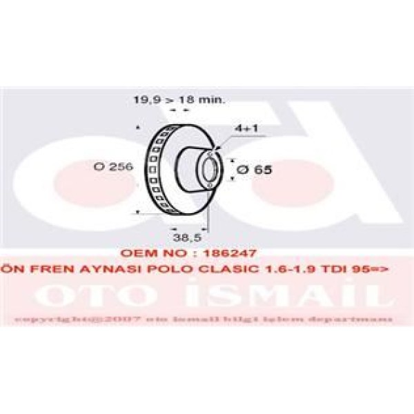 VALEO 186247 Fren Diski Ön Golf III 91- Golf III Polo Classıc 95- Polo III 94- Polo Classıc Lupo 98-