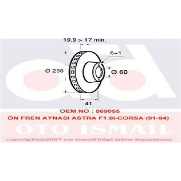 VALEO 186282 Fren Diski Ön Astra F 91- Vectra A 88- Corsa B 93- Tigra A 94- Havalı 256Mm
