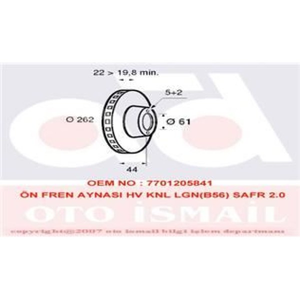 VALEO 186305 Fren Diski Ön Safrane 92-96 2.0 16V 2.5 Dt Havalı 262Mm 5 Bijon