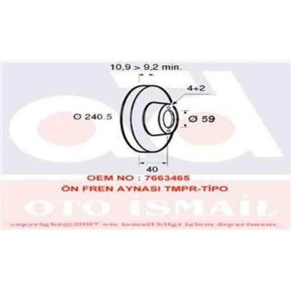 VALEO 186406 Fren Diski Ön 500 07- Tempra 2.0 SLX Tipo Marea 96- Bravo I 95- Panda 03- Punto 93- / D