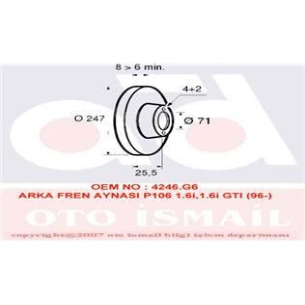 VALEO 186416 Fren Diski Arka 106 96- 206 98- 306 93- / Zx 91- Saxo 96- Xsara 97- Düz 247Mm 