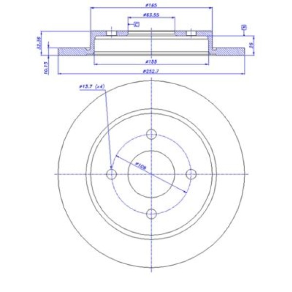 VALEO 186425 Fren Diski Arka Fiesta VI 08- Focus I 98- Scorpıo II 94- Sıerra 87- Düz 253Mm