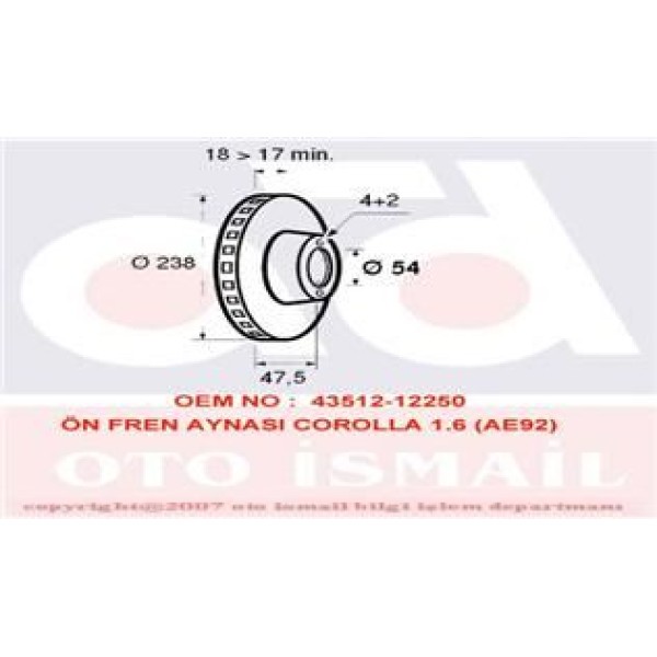VALEO 186511 Fren Diski Ön Corolla Ae92 88-92 Karbüratörlü Havalı 238Mm