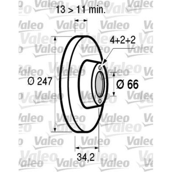 VALEO 186598 Fren Diski Ön 206 98- 206 - Te3 09- 306 93- / Xsara 97- Düz 247Mm 