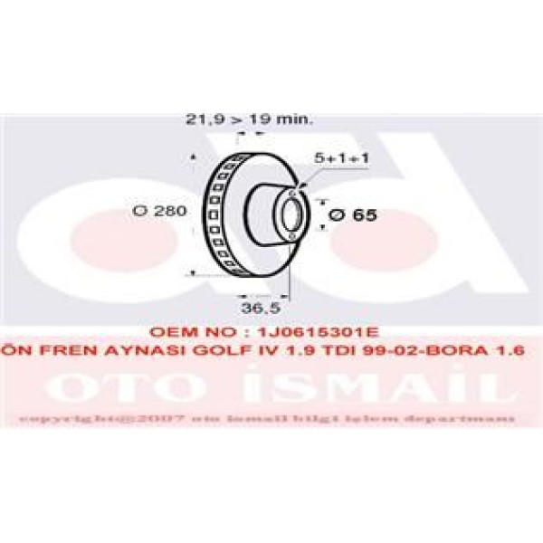 VALEO 186604 Fren Diski Ön Golf IV 97- Golf V 03- Bora 99- / A3 96- / Toledo II 98- Leon 99- / Octav