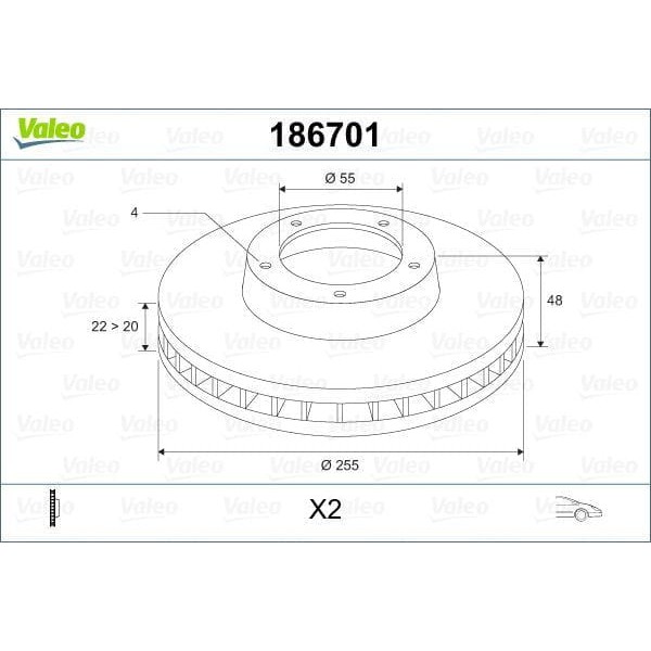 VALEO 186701 Fren Diski Ön Corolla E100 Ae101 Ae111 93-02 Enjeksıyonlu Havalı 255Mm