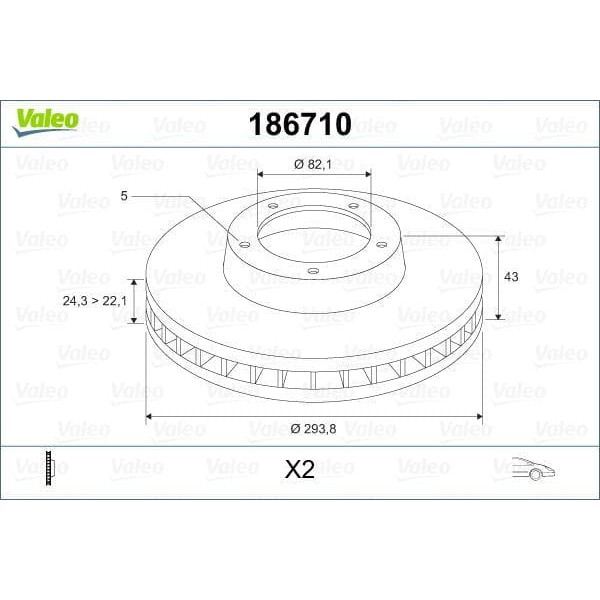 VALEO 186710 Fren Diski Ön Transit V184 Arkadan Çekıslı Havalı 293,6Mm