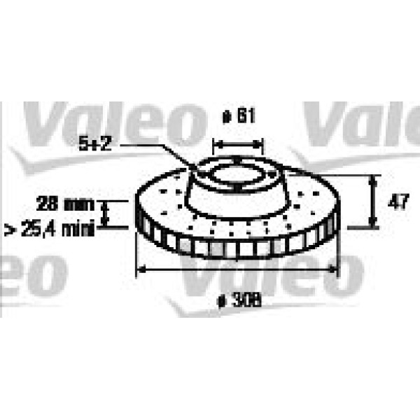 VALEO 186717 Fren Diski Ön Laguna II 01- Havalı 308Mm
