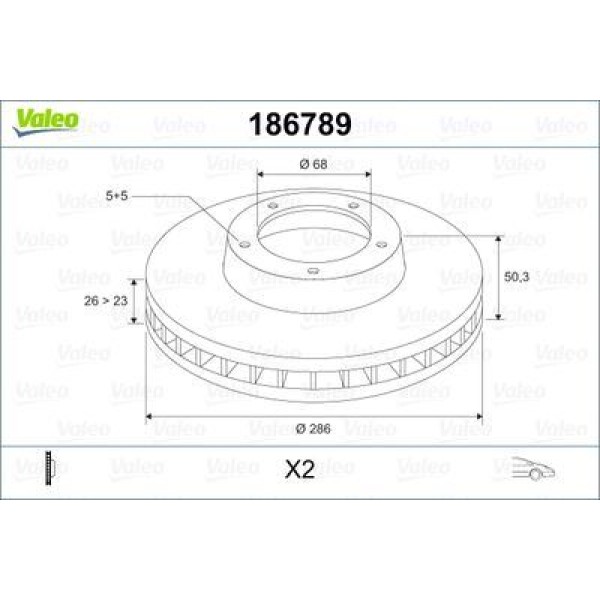 VALEO 186789 Fren Diski Ön S60 00- S80 98- V70 Xc70 00- Havalı 285,5Mm 