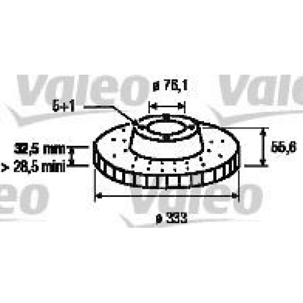 VALEO 186885 Fren Diski Ön Transporter T5 03- Havalı 333Mm